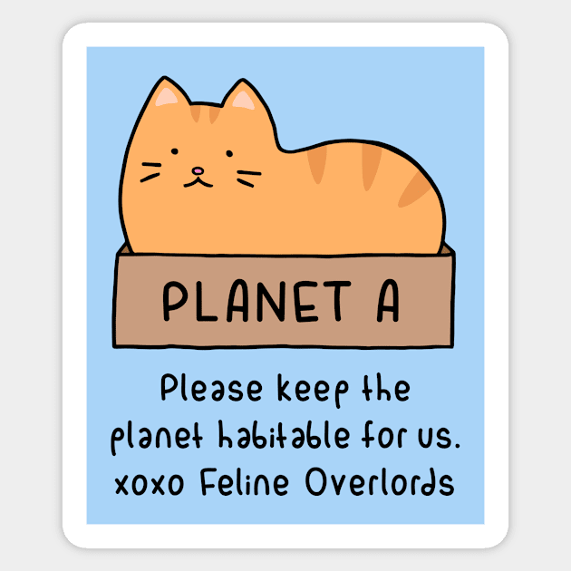 Orange Cat - Habitable Planet (Sky Blue) Sticker by ImperfectLife